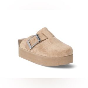 NEW Madden NYC Tan MicroSuede Women's Platform Clogs size 7
